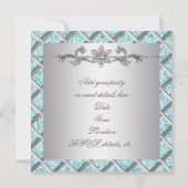 Diamanten Zilver Blauw All Occasion Party Uitnodig Kaart (Achterkant)