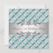 Diamanten Zilver Blauw All Occasion Party Uitnodig Kaart (Voorkant)