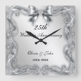 Diamanten & Zilveren 25-jarig huwelijksjubileum ca Vierkante Klok