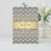Diamanten Zwart & Goud All Occasion Party RSVP (Staand voorkant)