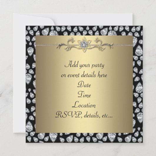 Diamanten Zwart Goud Feest voor elke gelegenheid Kaart (Achterkant)