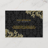 Diamanten Zwart & Goud Patroon Bloemen Damasks 2 Visitekaartje (Achterkant)