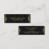 Diamanten Zwart & Goud Patroon Bloemen Damasks Mini Visitekaartje (Voorkant / Achterkant)