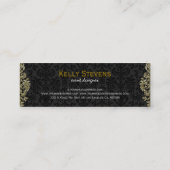 Diamanten Zwart & Goud Patroon Bloemen Damasks Mini Visitekaartje (Achterkant)
