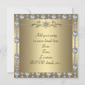 Diamanten Zwart & Goud Uitnodiging voor elk feestj (Achterkant)