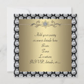 Diamanten Zwart & Goud Uitnodiging voor elk feestj (Achterkant)