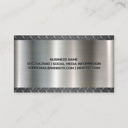 Diamantgeplateerd staal | Lasser Logo | Metaal Visitekaartje (Achterkant)