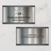 Diamantgeplateerd staal | Lasser Logo | Metaal Visitekaartje (Voorkant / Achterkant)