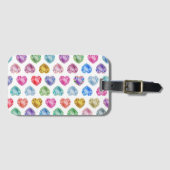 Diamanthart Waterverfpatroon Cute Pastel Meisjesac Bagagelabel (Voorkant (horizontaal))