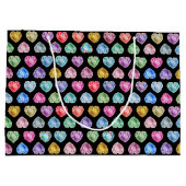 Diamanthart Waterverfpatroon Cute Pastel Meisjesac Groot Cadeauzakje (Achterkant)