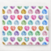 Diamanthart Waterverfpatroon Cute Pastel Meisjesac Muismat (Voorkant)