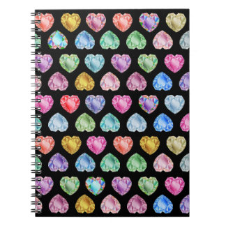 Diamanthart Waterverfpatroon Cute Pastel Meisjesac Notitieboek