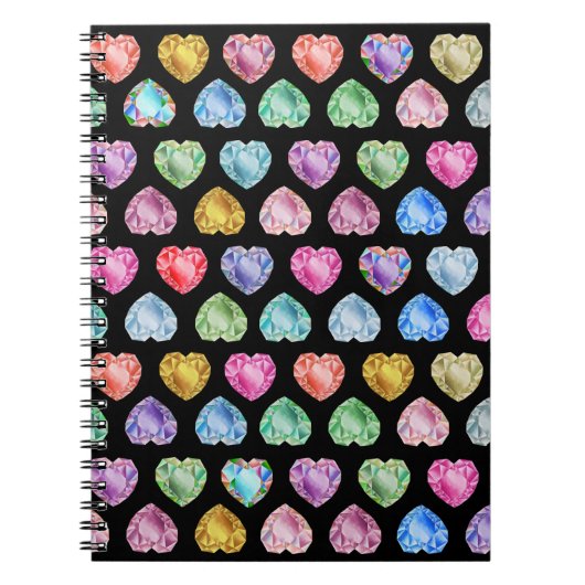 Diamanthart Waterverfpatroon Cute Pastel Meisjesac Notitieboek (Voorkant)