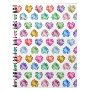 Diamanthart Waterverfpatroon Cute Pastel Meisjesac Notitieboek