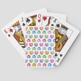 Diamanthart Waterverfpatroon Cute Pastel Meisjesac Pokerkaarten