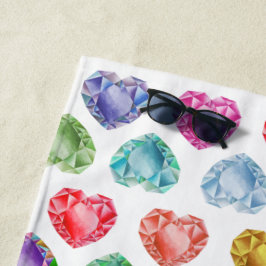 Diamanthart Waterverfpatroon Cute Pastel Meisjesac Strandlaken