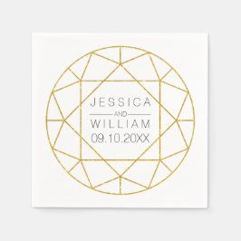 Diamantjuweel geometrische gouden glitter bruiloft servet