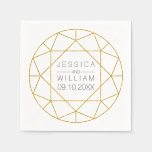 Diamantjuweel geometrische gouden glitter bruiloft servet