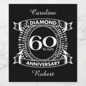 diamantkreet ter gelegenheid van het 60ste huwelij wijn etiket (Enkel label)