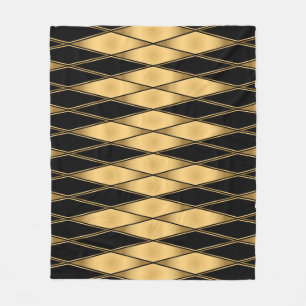 Diamantmotief: goud-zwart elegant patroon. fleece deken