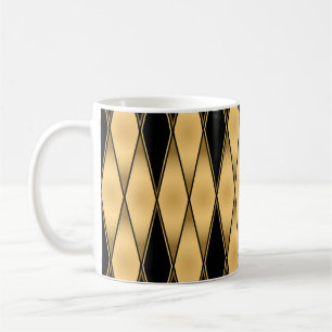 Diamantmotief: goud-zwart elegant patroon. koffiemok