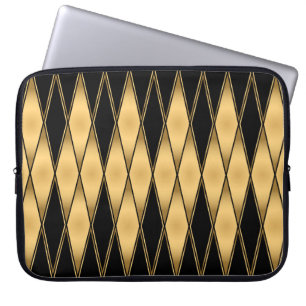 Diamantmotief: goud-zwart elegant patroon. laptop sleeve