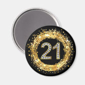 Diamantnummer 21 Glitter Bling Confetti | Goud Magneet (Voorkant / Achterkant)