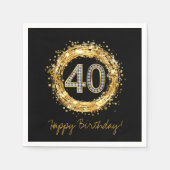 Diamantnummer 40 Glitter Bling Confetti | Goud Servet (Voorkant)