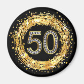 Diamantnummer 50 Glitter Bling Confetti | Goud Magneet (Voorkant)