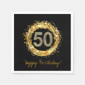 Diamantnummer 50 Glitter Bling Confetti | Goud Servet (Voorkant)