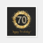 Diamantnummer 70 Glitter Bling Confetti | Goud Servetten (Voorkant)