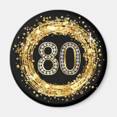 Diamantnummer 80 Glitter Bling Confetti | Goud Magneet (Voorkant)