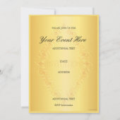 Diamantontwerp groen en goud in rode uitnodiging (Achterkant)