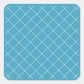 Diamantpatroon Aqua Vierkante Sticker (Voorkant)
