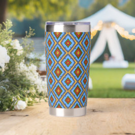 Diamantpatroon Blauw Rood Geel Groen  Geïsoleerde Drinkbeker