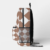 Diamantpatroon in wit en Mocha Mousse Bedrukte Rugzak (Rechts)