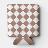 Diamantpatroon in wit en Mocha Mousse Blikjeskoeler (Achterkant)