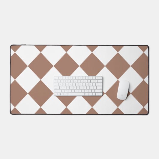 Diamantpatroon in wit en Mocha Mousse Bureaumat (Keyboard & Muis)