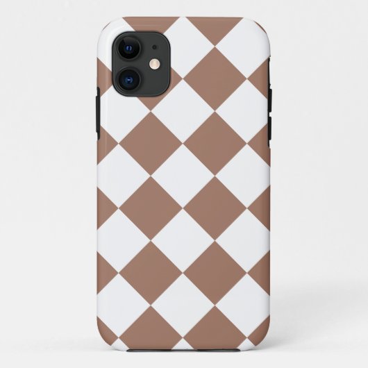 Diamantpatroon in wit en Mocha Mousse Case-Mate iPhone Case (Achterkant)