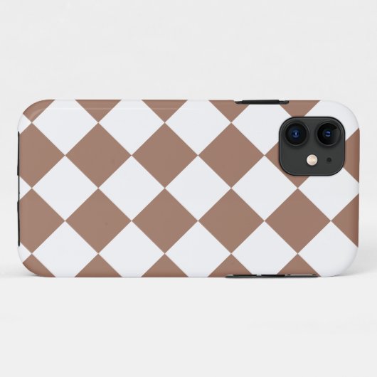 Diamantpatroon in wit en Mocha Mousse Case-Mate iPhone Case (Achterkant (horizontaal))