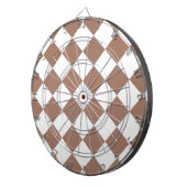 Diamantpatroon in wit en Mocha Mousse Dartbord (Voorkant Rechts)