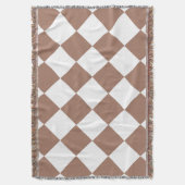 Diamantpatroon in wit en Mocha Mousse Deken (Voorkant Verticaal)