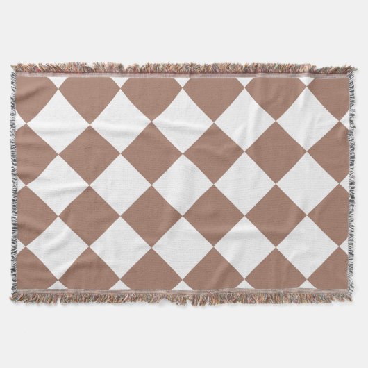 Diamantpatroon in wit en Mocha Mousse Deken (Voorkant)