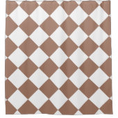 Diamantpatroon in wit en Mocha Mousse Douchegordijn (Voorkant)