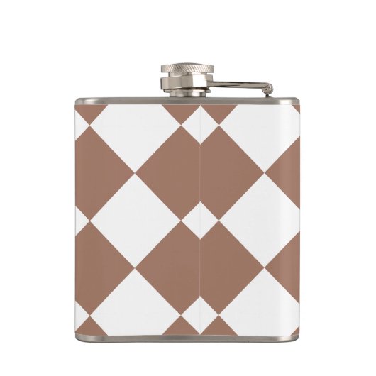 Diamantpatroon in wit en Mocha Mousse Heupfles (Achterkant)