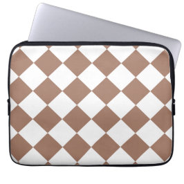 Diamantpatroon in wit en Mocha Mousse Laptop Sleeve
