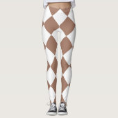 Diamantpatroon in wit en Mocha Mousse Leggings (Voorkant)