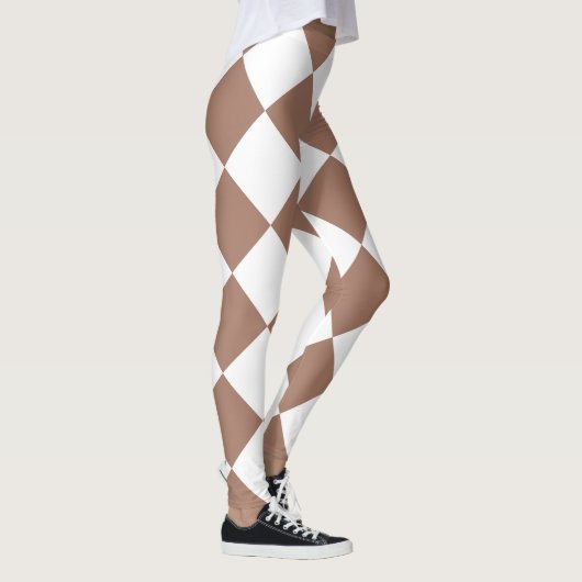 Diamantpatroon in wit en Mocha Mousse Leggings (Rechts)