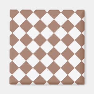 Diamantpatroon in wit en Mocha Mousse Magneet