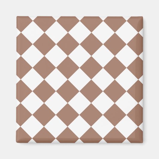 Diamantpatroon in wit en Mocha Mousse Magneet (Voorkant)